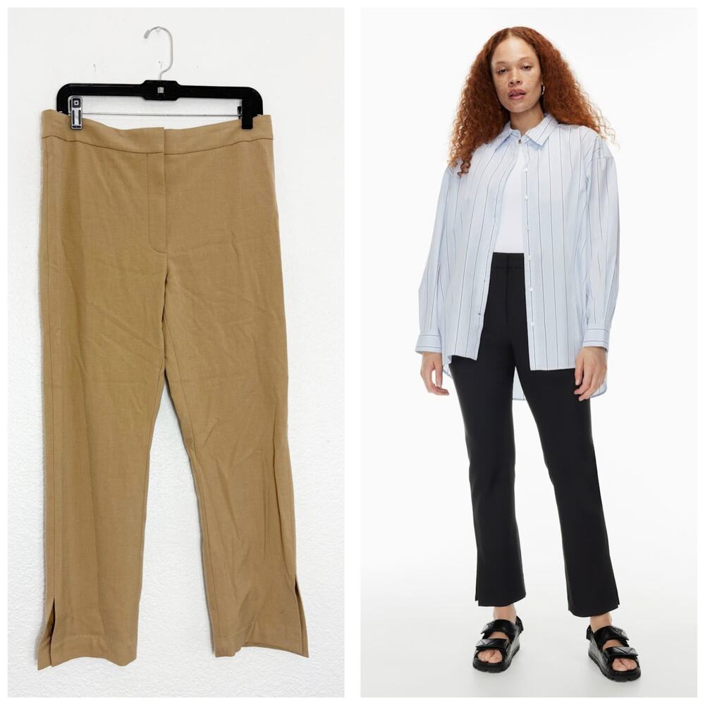 Aritzia Babaton Numero Pant Size 12 Camel Tan Split Ankle Preppy Quiet Luxury